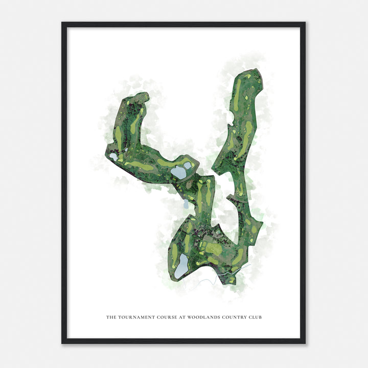 Print of The Tournament Course At Woodlands Country Club Classic Map