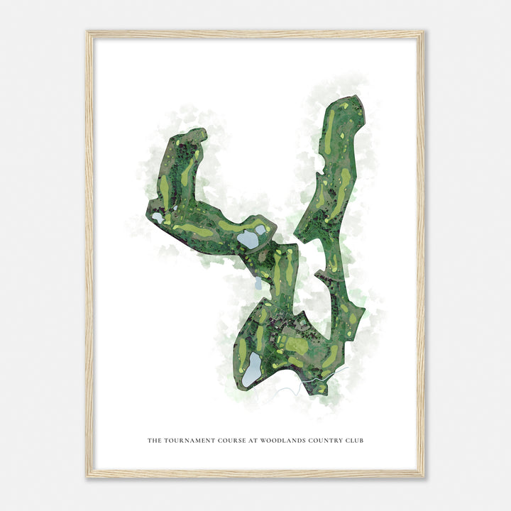 Print of The Tournament Course At Woodlands Country Club Classic Map