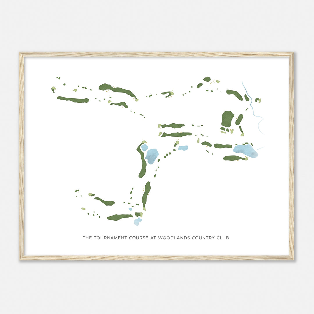 Print of The Tournament Course At Woodlands Country Club Modern Map