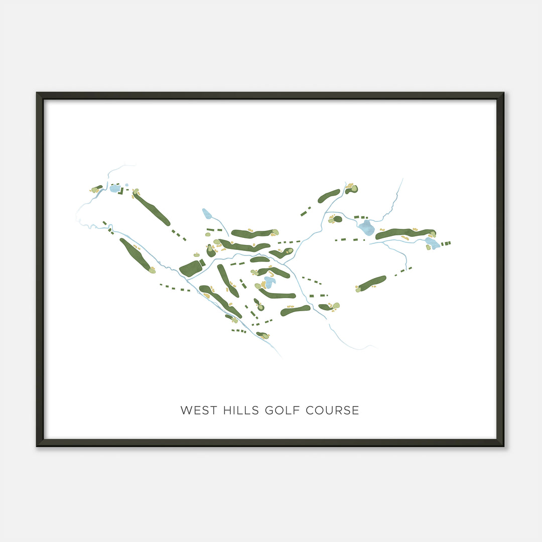 Print of West Hills Golf Course Modern Map