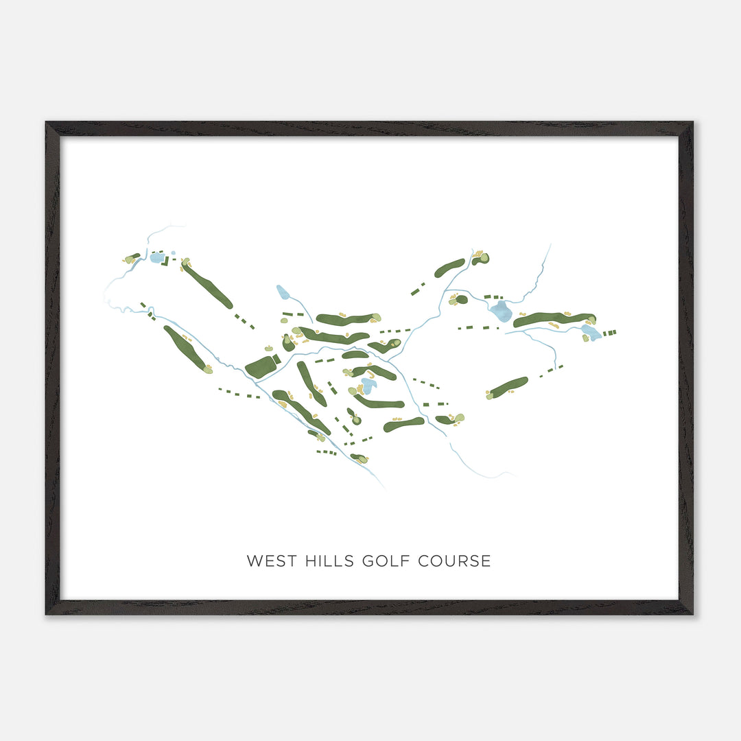Print of West Hills Golf Course Modern Map