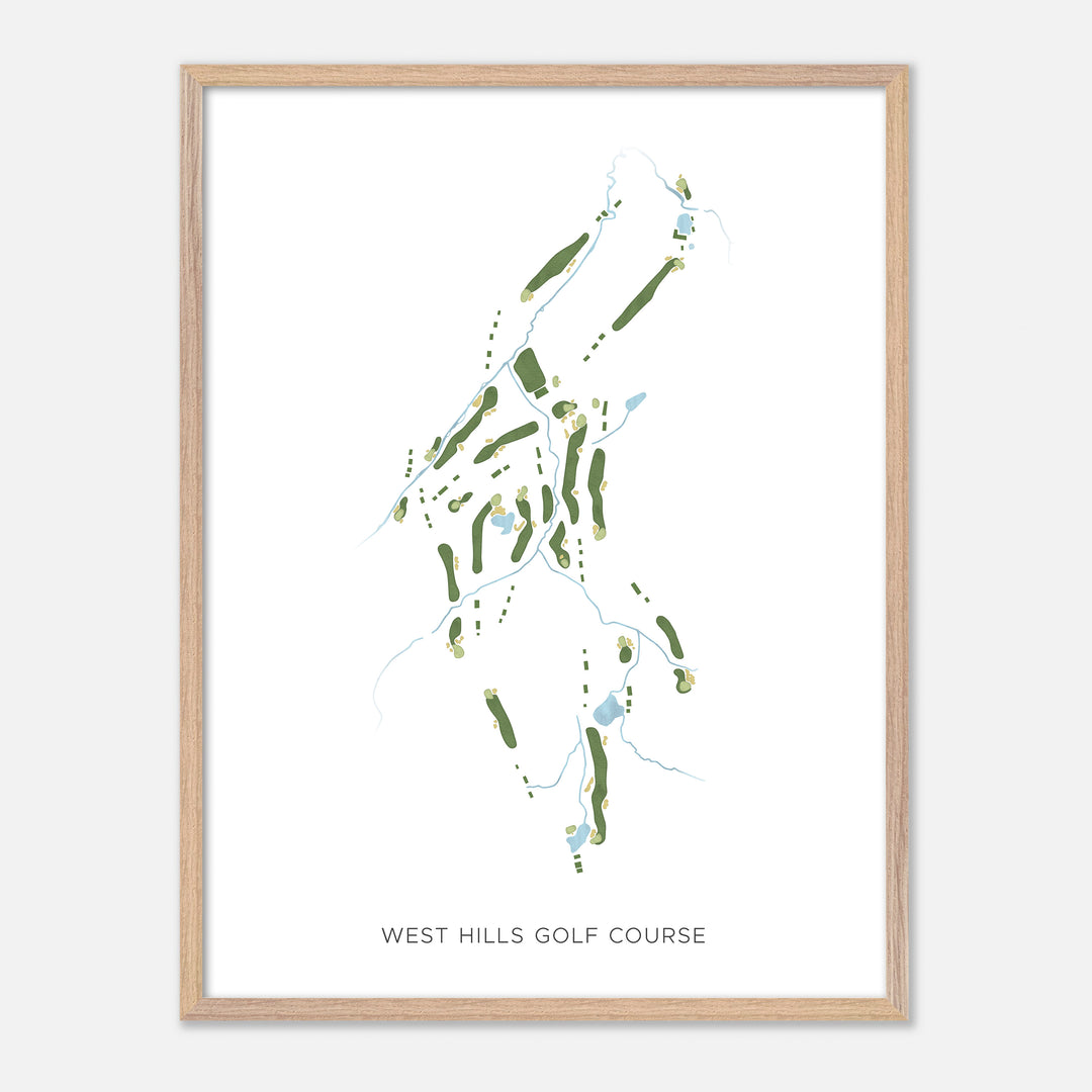 Print of West Hills Golf Course Modern Map