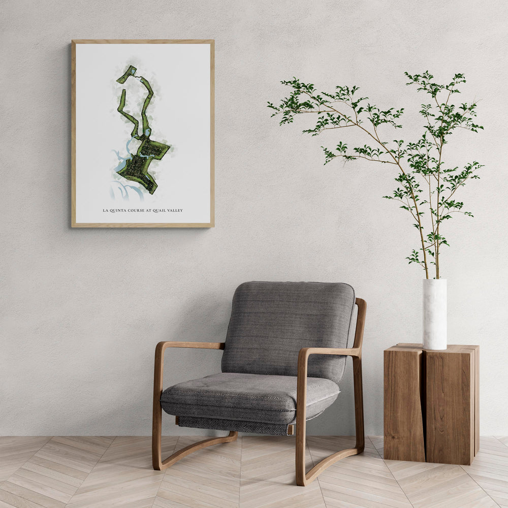 Classic Map of La Quinta Course At Quail Valley  with a comfy armchair and large plant