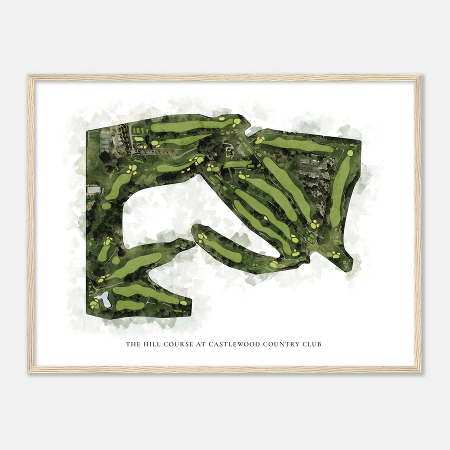 Print of The Hill Course At Castlewood Country Club Classic Map