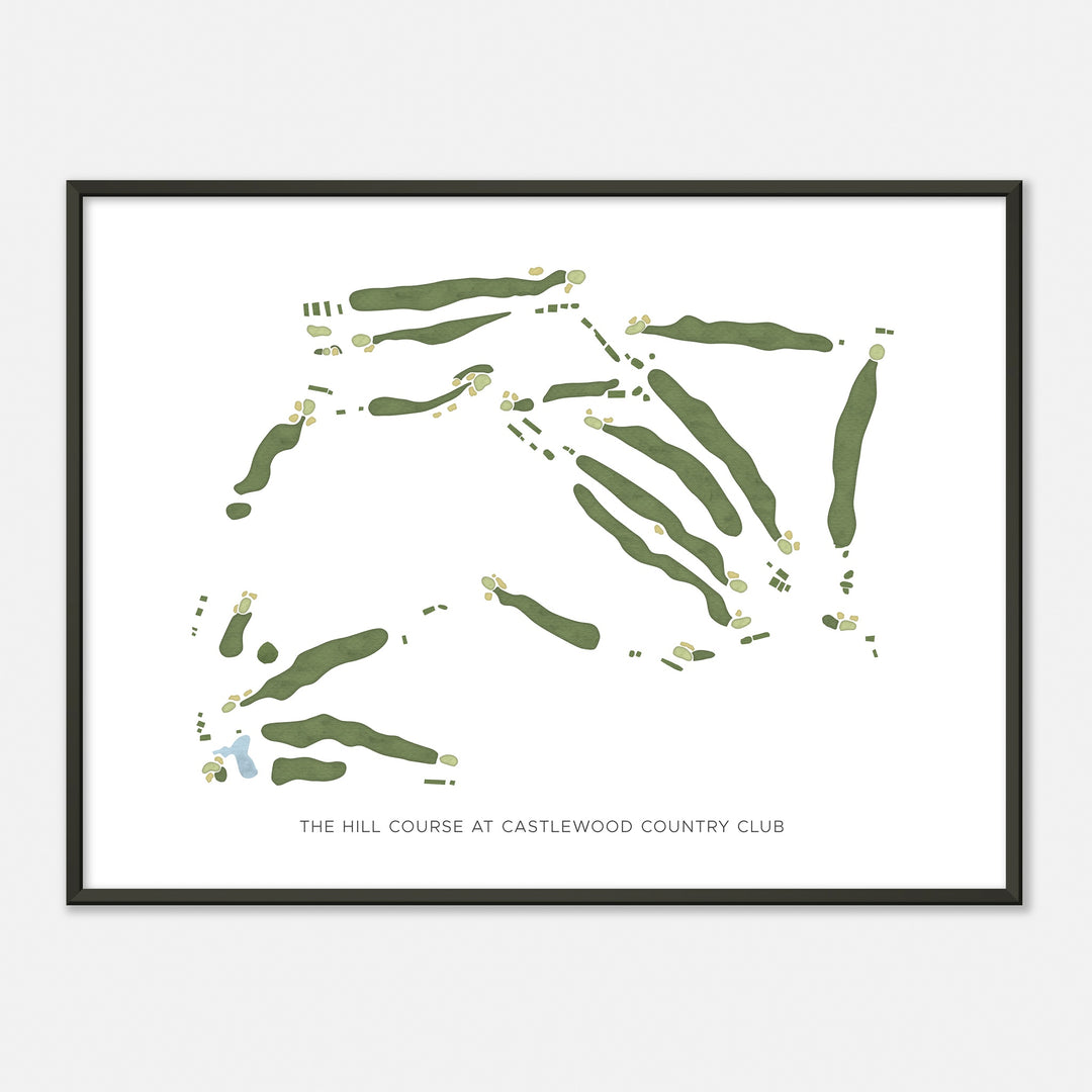 Print of The Hill Course At Castlewood Country Club Modern Map