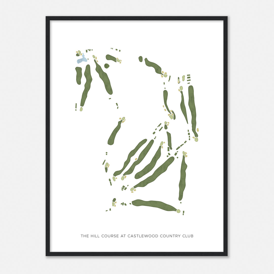 Print of The Hill Course At Castlewood Country Club Modern Map