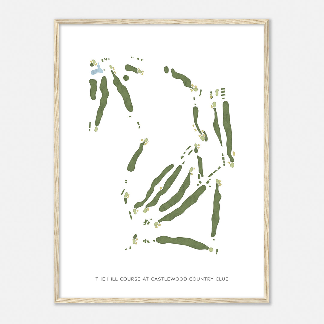 Print of The Hill Course At Castlewood Country Club Modern Map