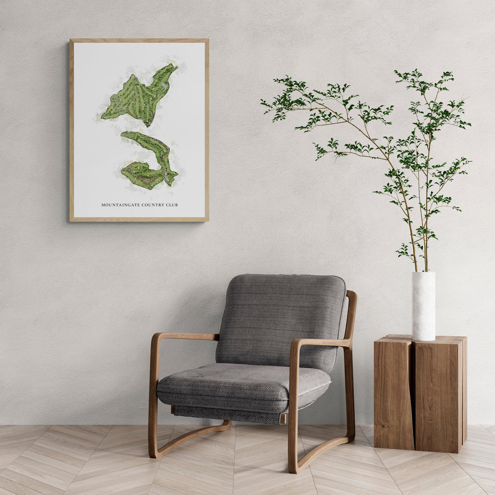 Classic Map of Mountaingate Country Club with a comfy armchair and large plant