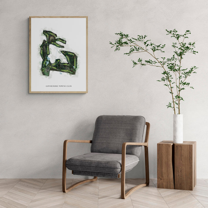 Classic Map of Governors Towne Club with a comfy armchair and large plant