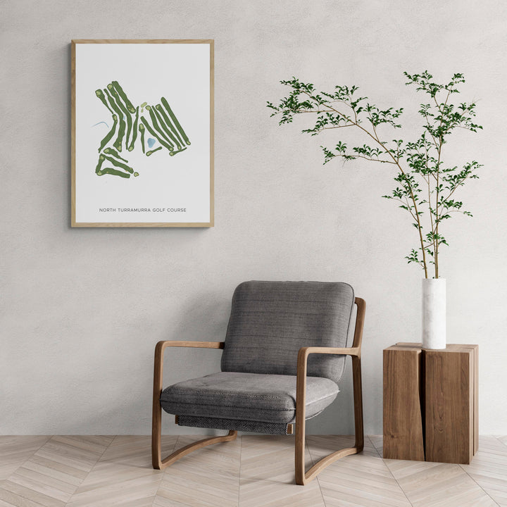 Modern Map of North Turramurra Golf Course with a comfy armchair and large plant