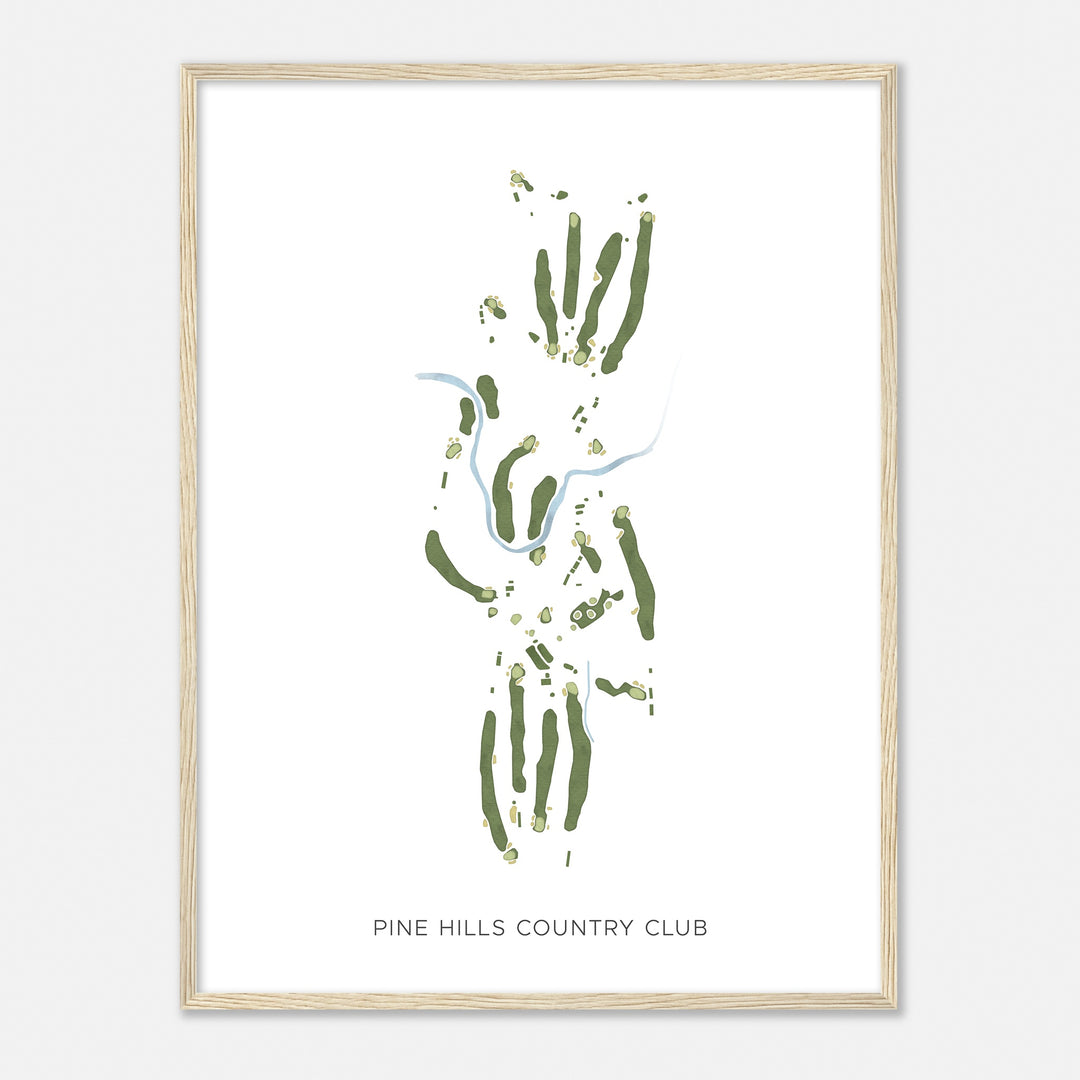 Print of Pine Hills Country Club Modern Map