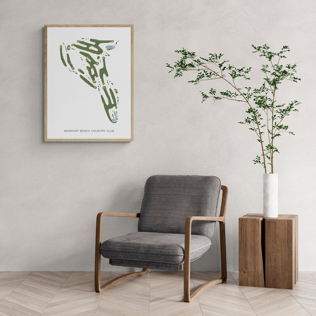 Modern Map of Newport Beach Country Club with a comfy armchair and large plant