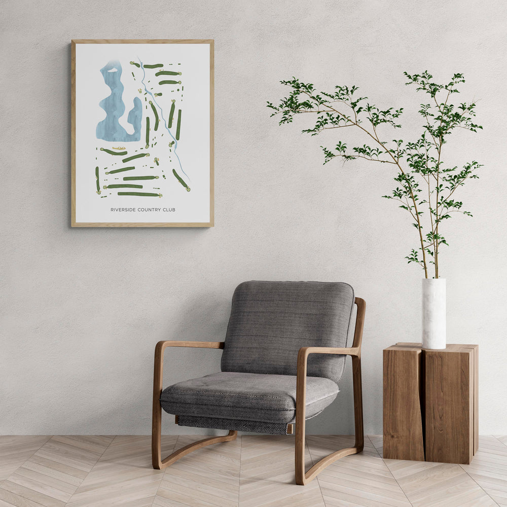 Modern Map of Riverside Country Club with a comfy armchair and large plant