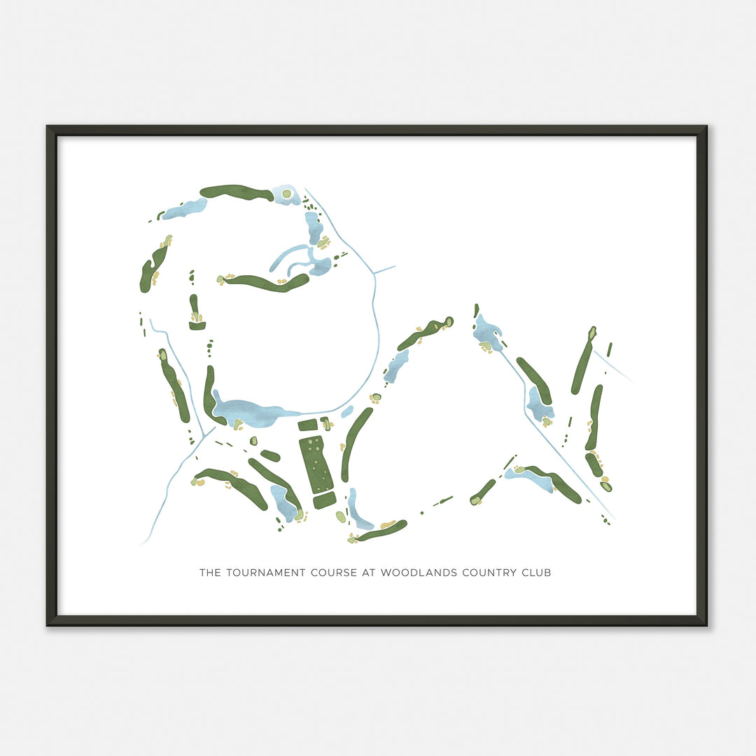 Print of The Tournament Course At Woodlands Country Club Modern Map