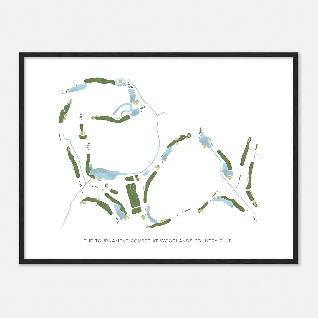 Print of The Tournament Course At Woodlands Country Club Modern Map