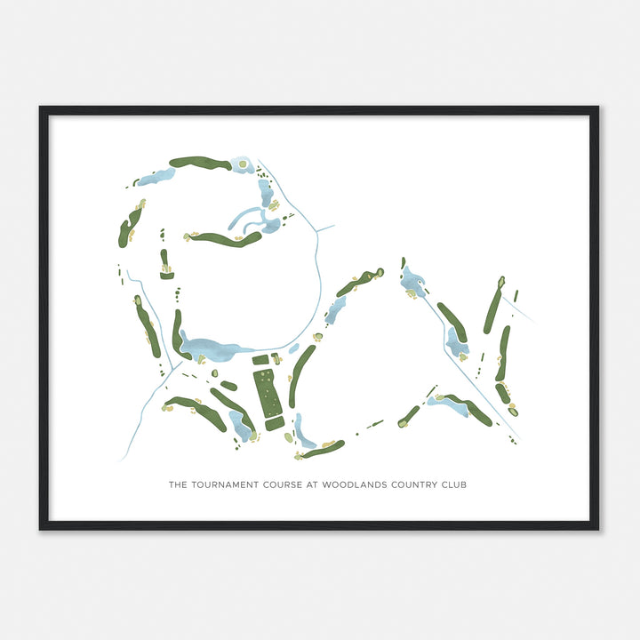 Print of The Tournament Course At Woodlands Country Club Modern Map
