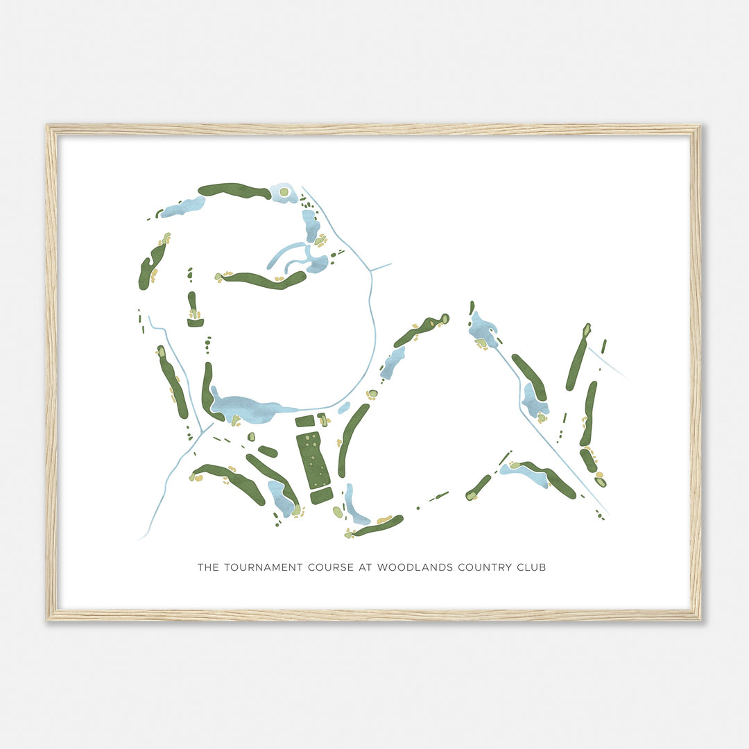 Print of The Tournament Course At Woodlands Country Club Modern Map