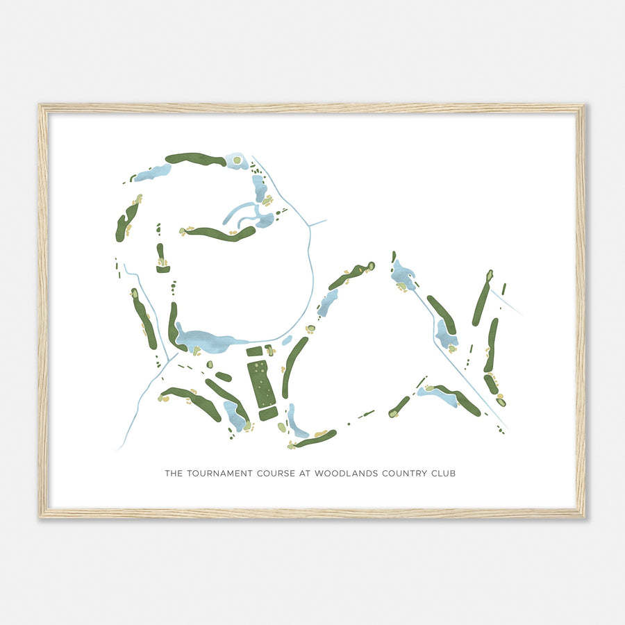 Print of The Tournament Course At Woodlands Country Club Modern Map