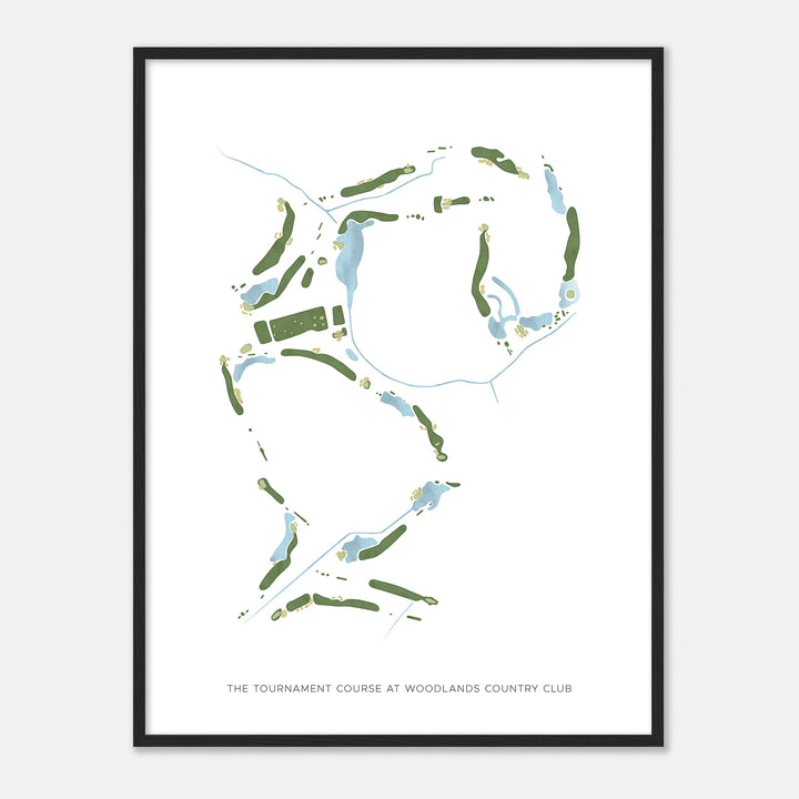 Print of The Tournament Course At Woodlands Country Club Modern Map