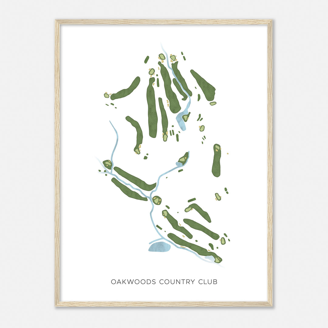 Print of Oakwoods Country Club Modern Map