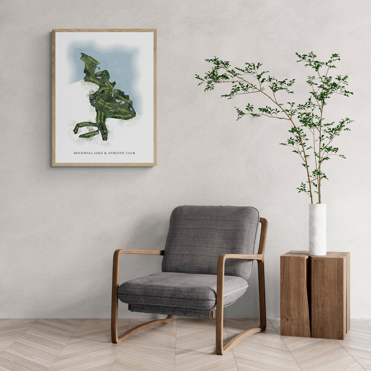Classic Map of Rockwall Golf & Athletic Club with a comfy armchair and large plant