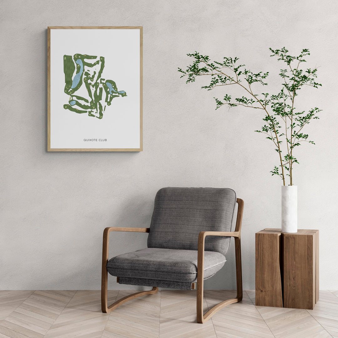 Modern Map of Quixote Club with a comfy armchair and large plant