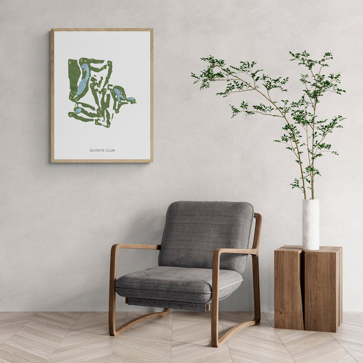 Modern Map of Quixote Club with a comfy armchair and large plant