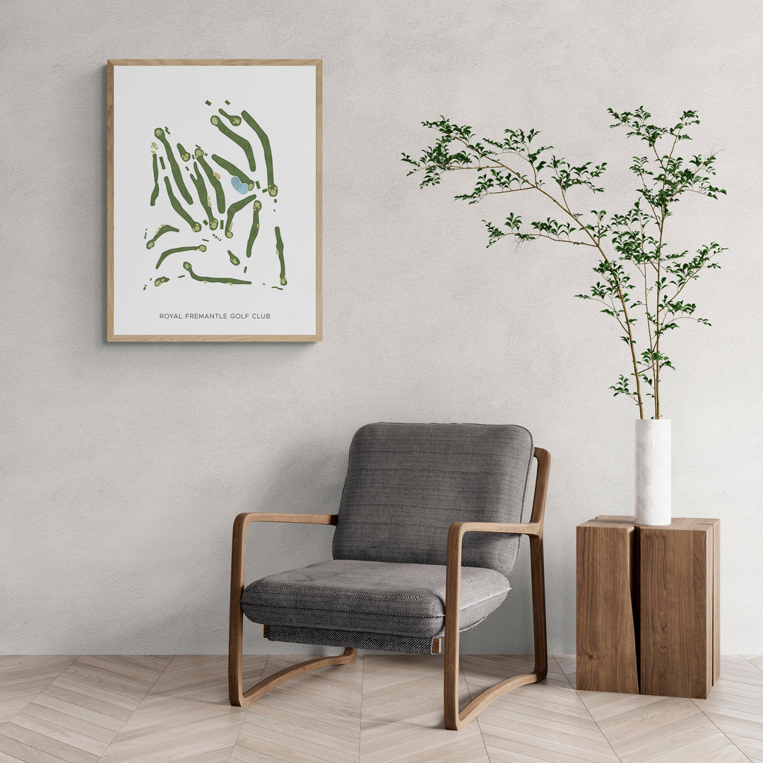 Modern Map of Royal Fremantle Golf Club with a comfy armchair and large plant