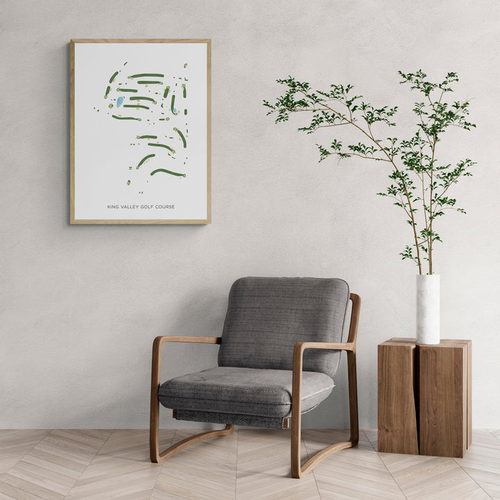 Modern Map of King Valley Golf Course with a comfy armchair and large plant