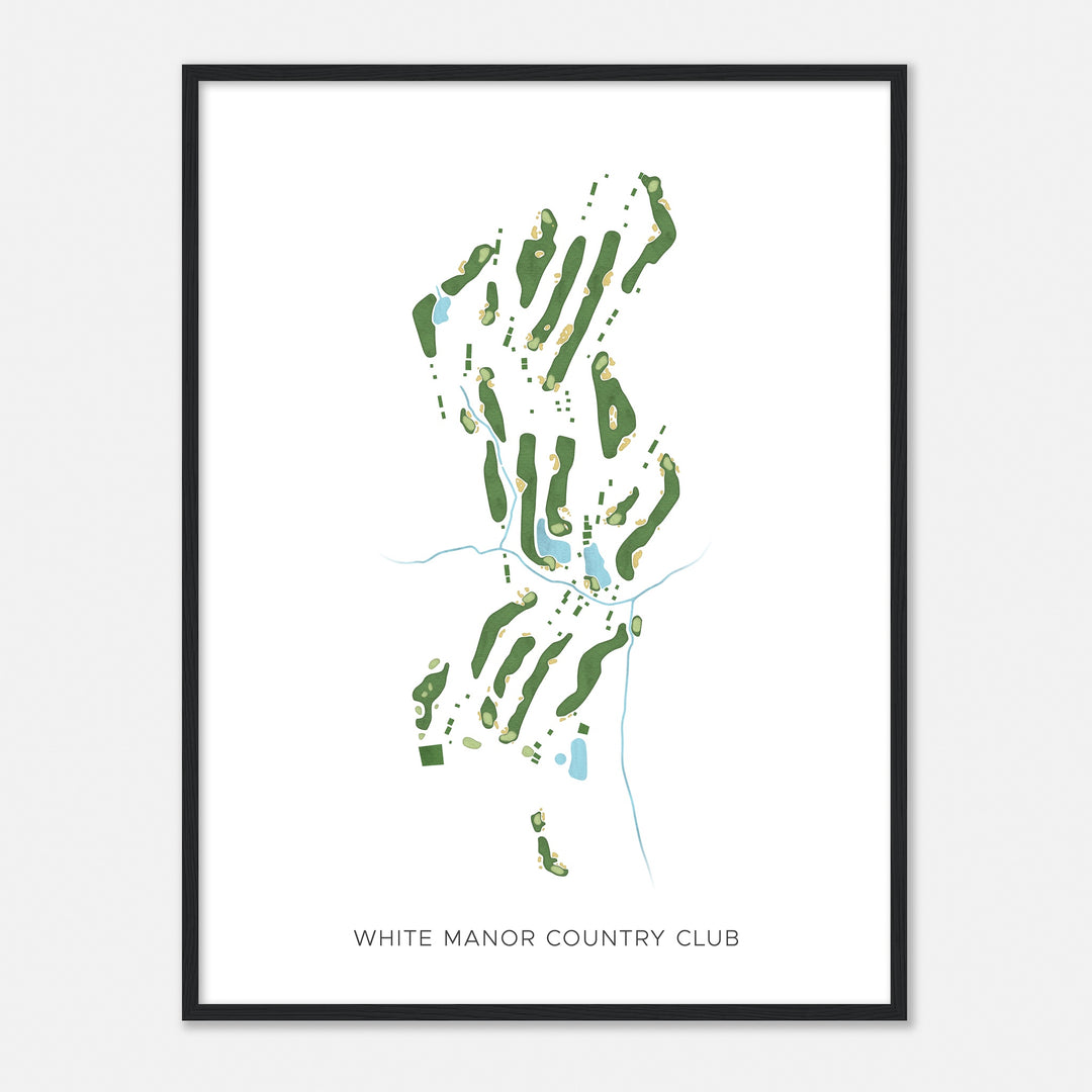 Print of White Manor Country Club Modern Map