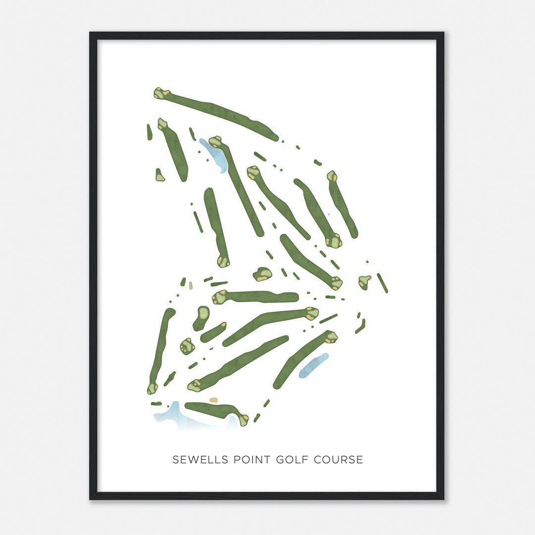 Print of Sewells Point Golf Course Modern Map