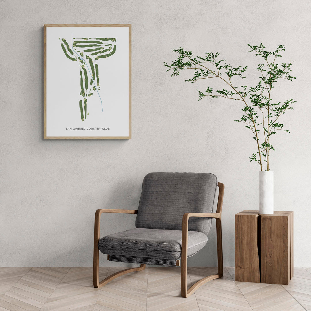 Modern Map of San Gabriel Country Club with a comfy armchair and large plant