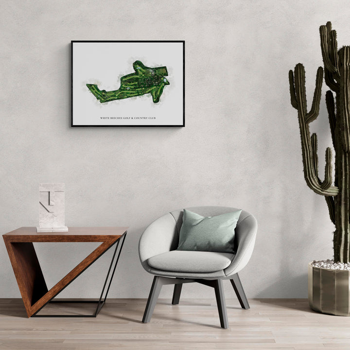 Classic Map of White Beeches Golf & Country Club in a living room with large cactus plant