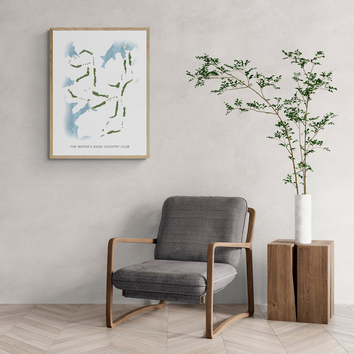 Modern Map of The Water'S Edge Country Club with a comfy armchair and large plant