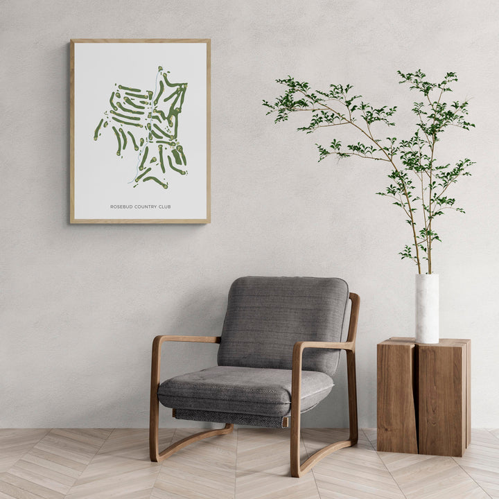 Modern Map of Rosebud Country Club with a comfy armchair and large plant