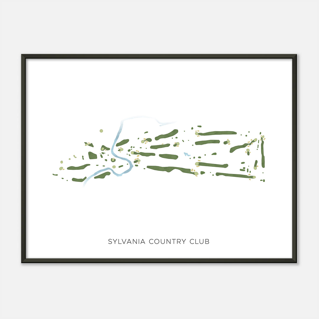 Sylvania Country Club - Modern map, landscape, metal black frame