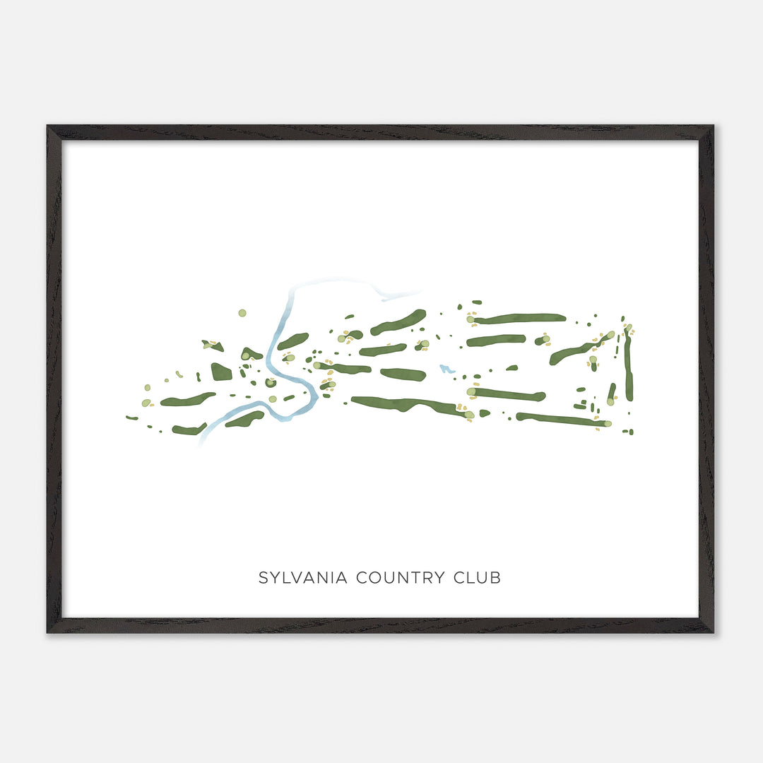 Sylvania Country Club - Modern map, landscape, wood black frame