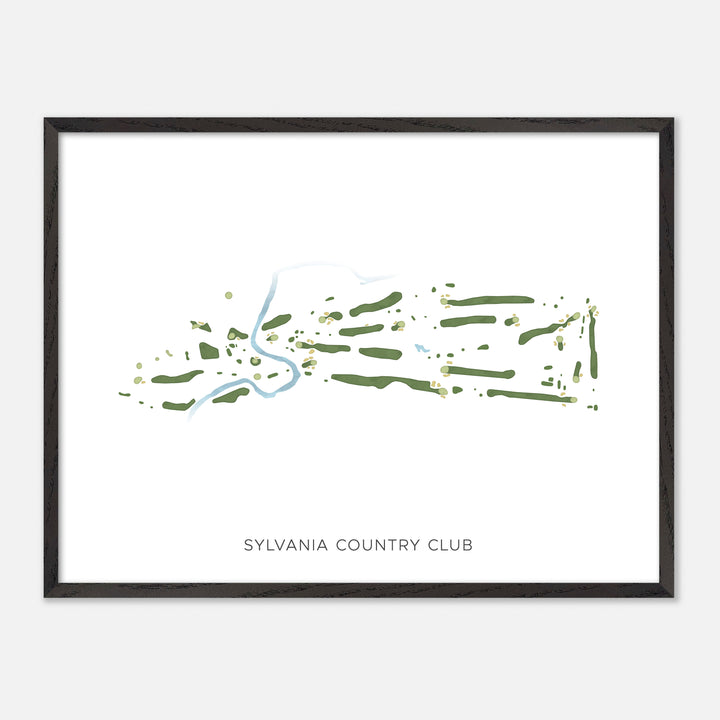 Sylvania Country Club - Modern map, landscape, wood black frame