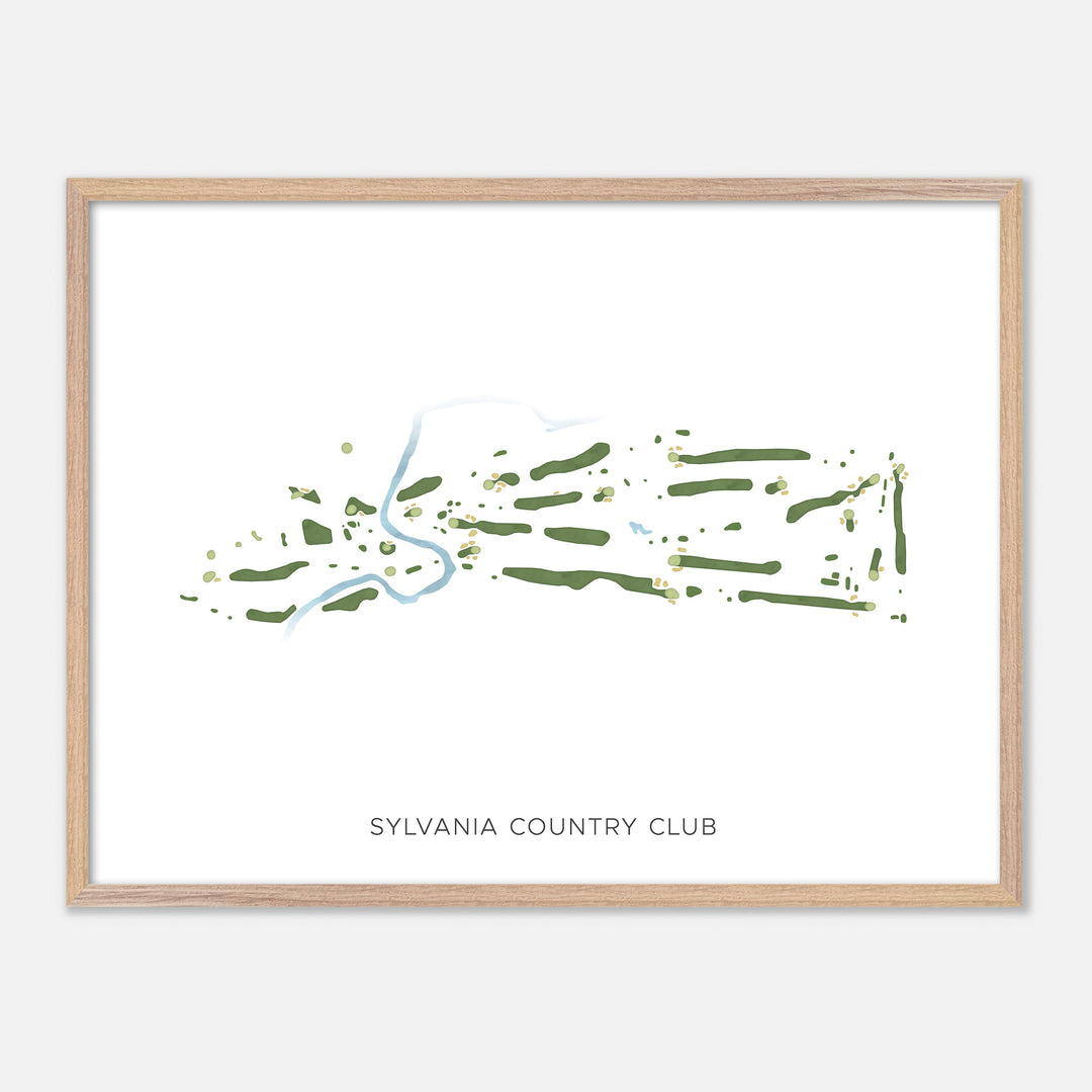 Sylvania Country Club - Modern map, landscape, wood natural frame