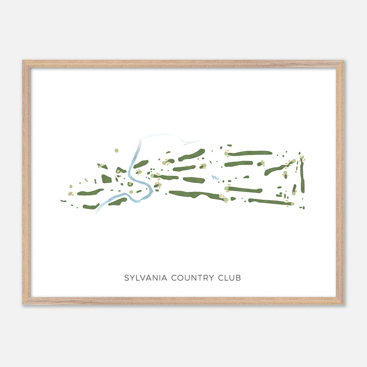 Sylvania Country Club - Modern map, landscape, wood natural frame