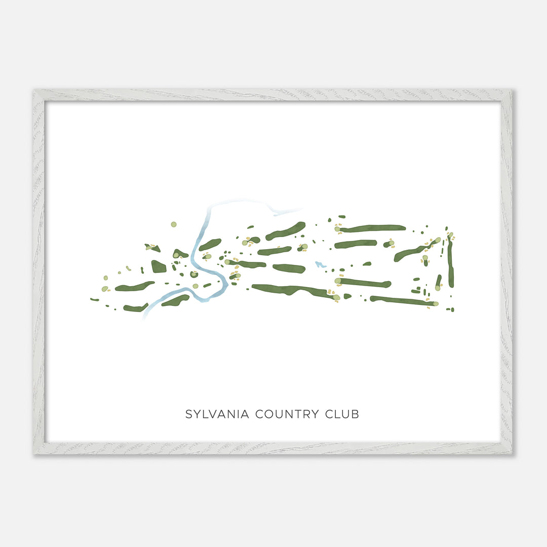 Sylvania Country Club - Modern map, landscape, wood white frame