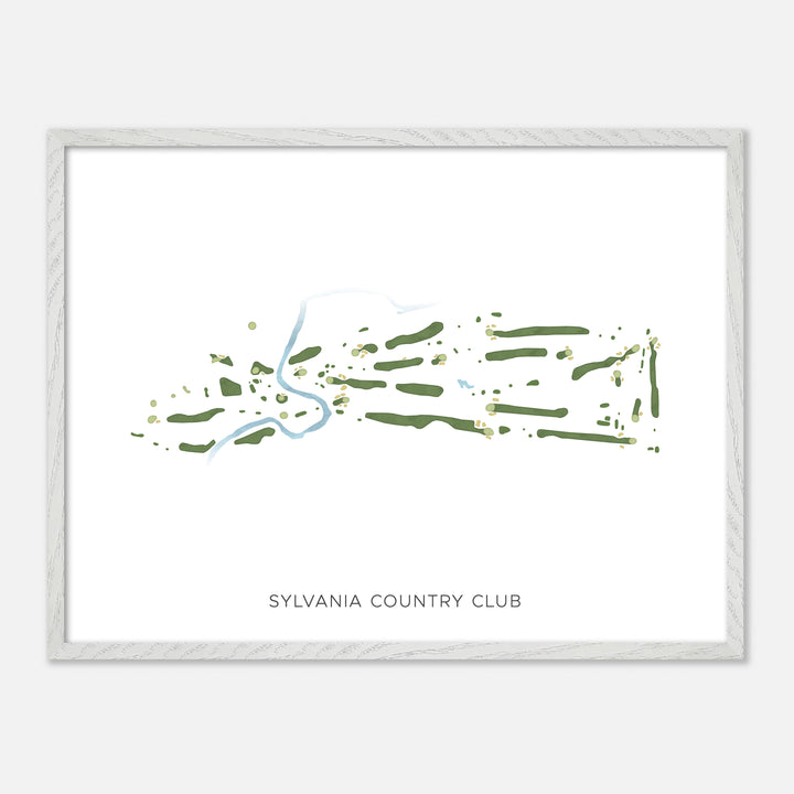 Sylvania Country Club - Modern map, landscape, wood white frame
