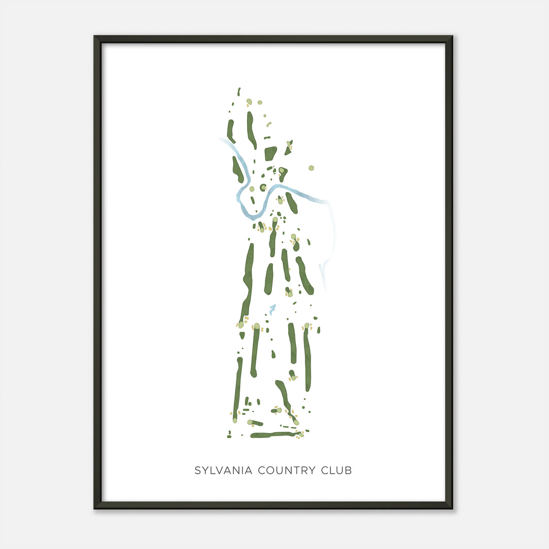 Sylvania Country Club - Modern map, portrait, metal black frame