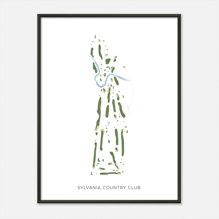 Sylvania Country Club - Modern map, portrait, metal black frame