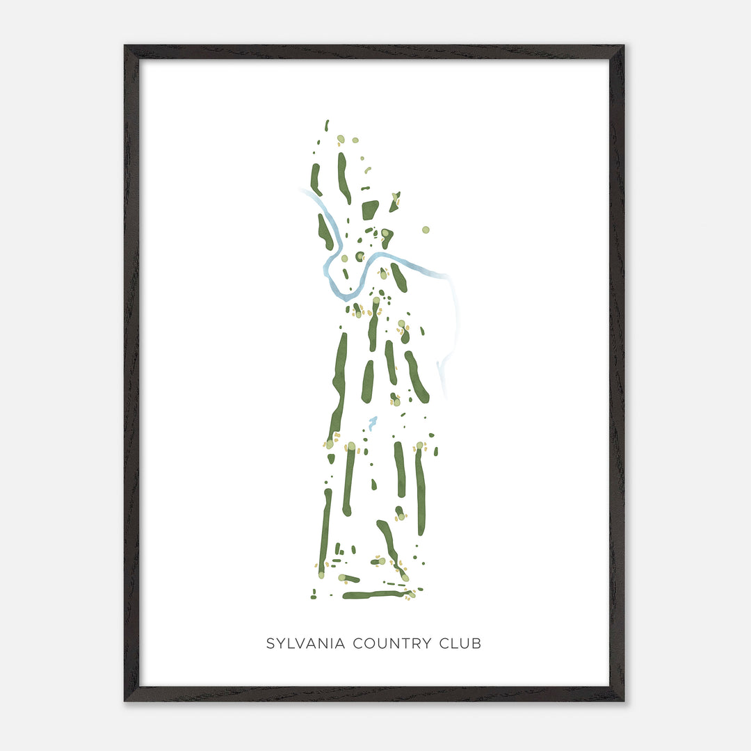 Sylvania Country Club - Modern map, portrait, wood black frame