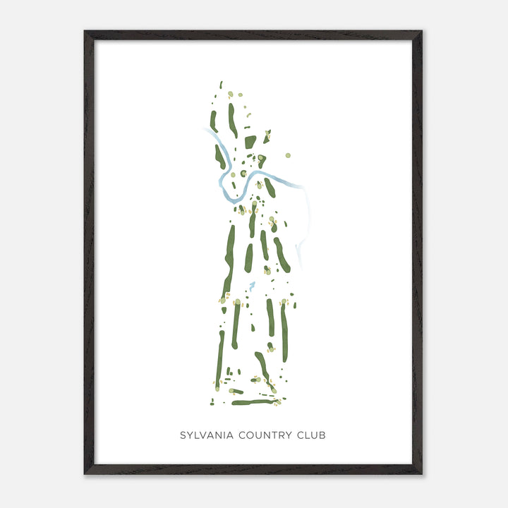 Sylvania Country Club - Modern map, portrait, wood black frame