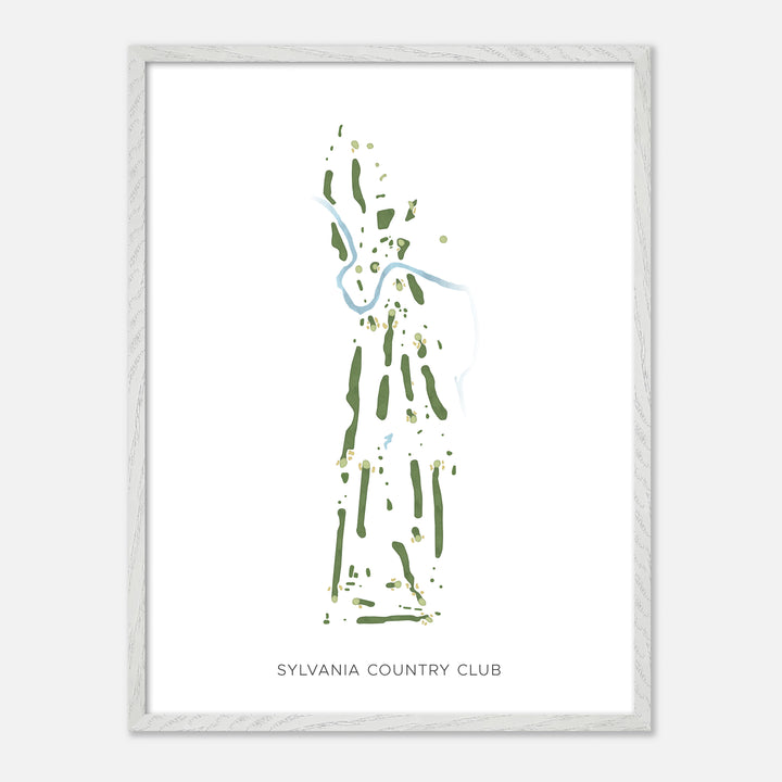 Sylvania Country Club - Modern map, portrait, wood white frame