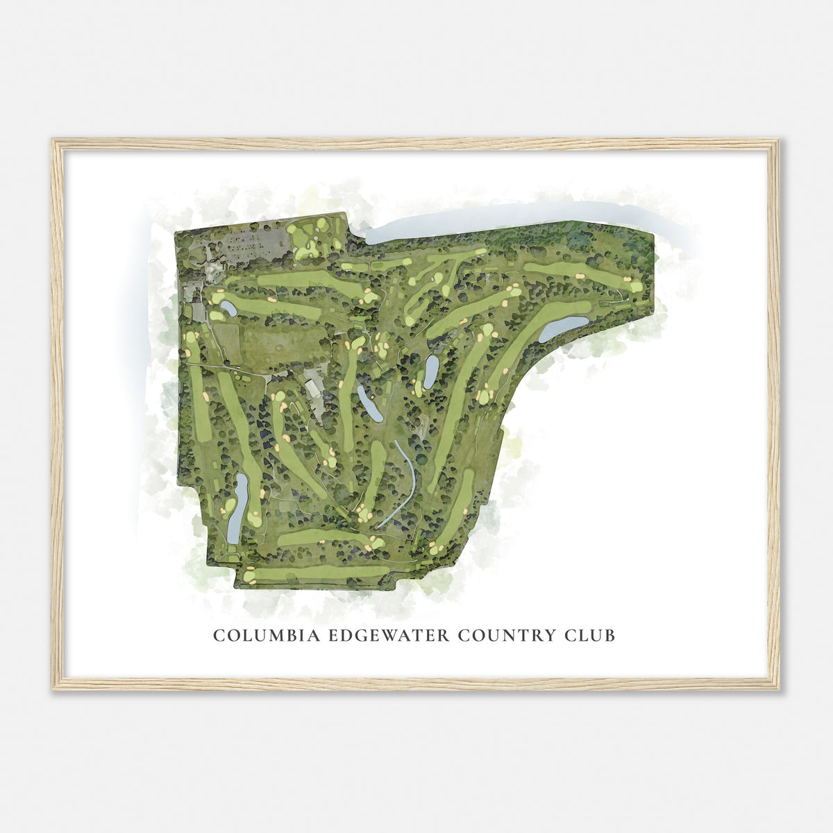 Print of Columbia Edgewater Country Club Classic Map