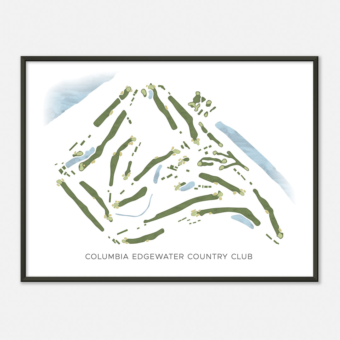 Print of Columbia Edgewater Country Club Modern Map