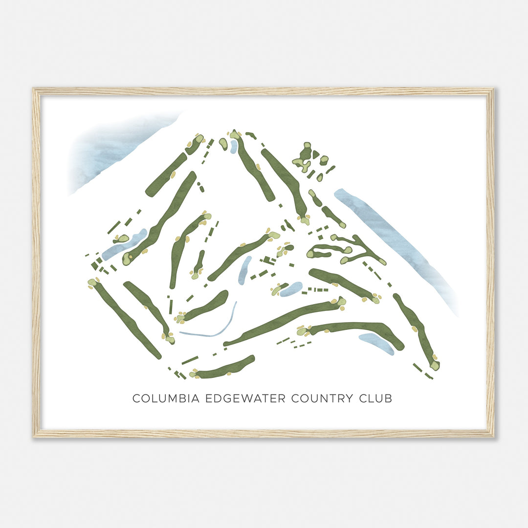 Print of Columbia Edgewater Country Club Modern Map